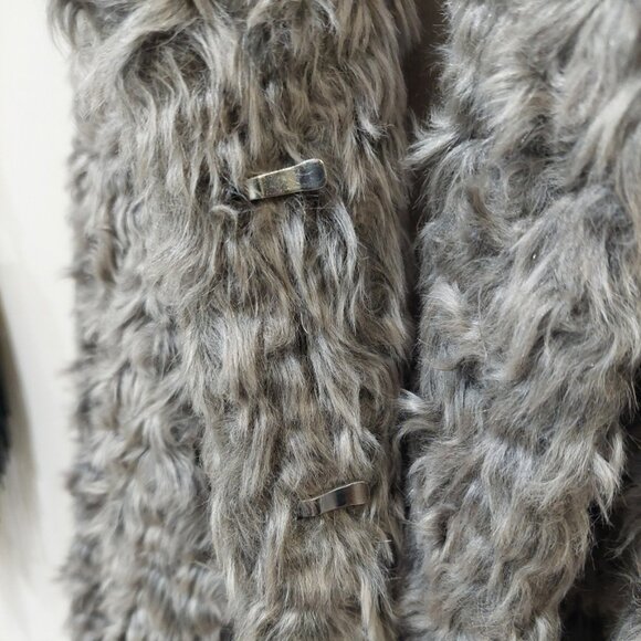 💥SHOWSTOPPER!💥Vegan Persian Curly Lamb Fur Longline Coat in Gray - Picture 11 of 15